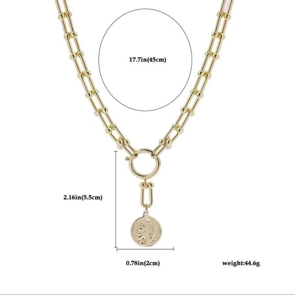 ANTHROPOLOGY BRAND NEW Graduated Link Gold Charm Necklace Brand New - Picture 5 of 11